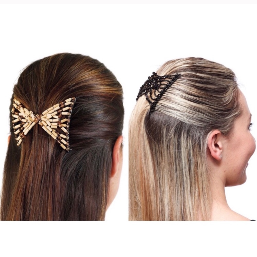 EZ Combs Beaded Stretchable Hair Clips Set